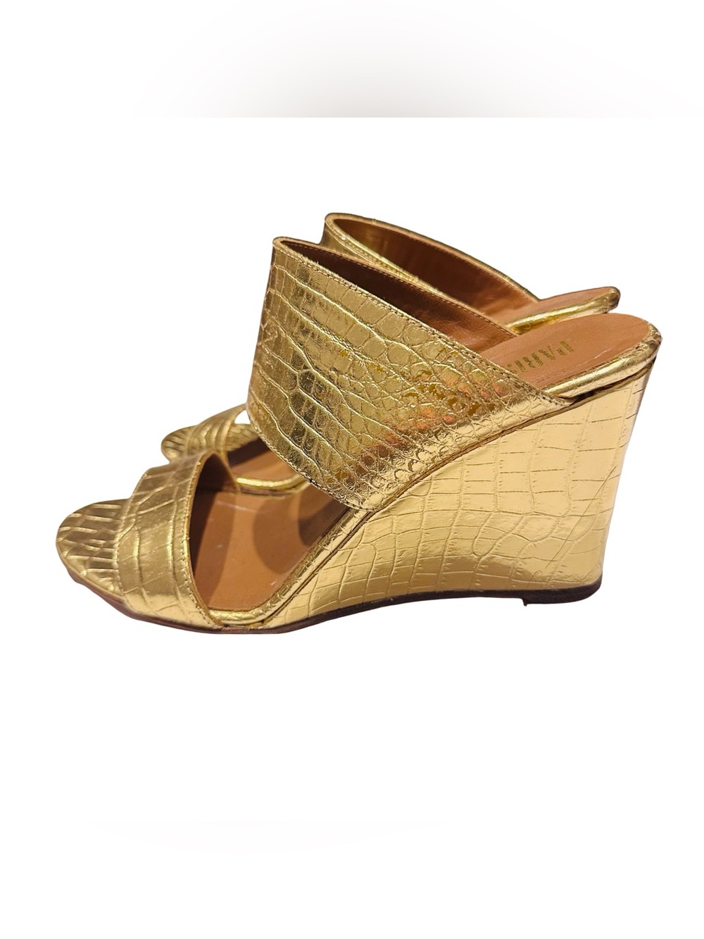 *EUC* Paris Texas Gold Embossed Platform Wedges